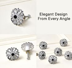Antique White Floral Iron Cabinet Knobs