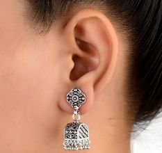 92.5 Silver Sterling Earrings  Ethnic Indian Floral Stud Jhumka Dangle Earrings