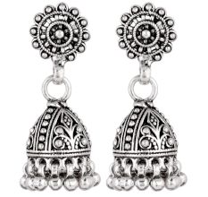 92.5 Sterling Silver Earrings Ethnic Indian Jhumka Dangle Earrings