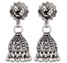 92.5 Sterling Silver Earrings Ethnic Indian Jhumka Dangle Earrings