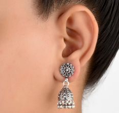 92.5 Sterling Silver Earrings Ethnic Indian Jhumka Dangle Earrings
