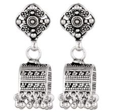 92.5 Sterling Silver Earrings Unusual Shape Floral Stud  Traditional Jhumkies
