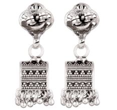 92.5 Sterling Silver Earrings Unusual Shape Floral Stud  Traditional Jhumkies