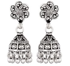 92.5 Sterling Silver Earrings Jhumka Tribal  Jhumkis With Floral Design