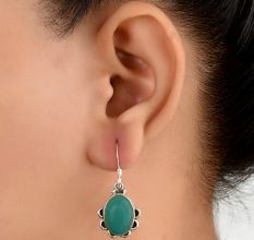 92.5 Sterling Silver Earrings Floral Oval Agate Earrings for Girls