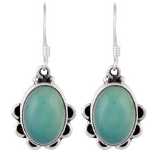 92.5 Sterling Silver Earrings Floral Oval Agate Earrings for Girls