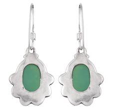 92.5 Sterling Silver Earrings Floral Oval Agate Earrings for Girls
