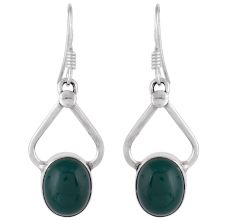 92.5 Sterling Silver Earrings Single Green Agate Earrings For Girls