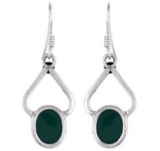 92.5 Sterling Silver Earrings Single Green Agate Earrings For Girls
