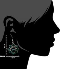 92.5 Sterling Silver Earrings Green Aventurine and Onyx Flower Earrings
