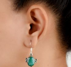 92.5 Sterling Silver Green Blue Green Jade Earrings For women