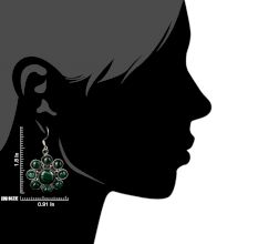 92.5 Sterling Silver Green Malachite Flower Design Earrings For women