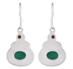 92.5 Sterling Silver Earrings Garnet And Green Onyx Gemstone Earrings