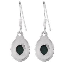 92.5 Sterling Silver Earrings Floral Oval Malachite Drop Earrings for Girls