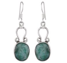 92.5 Sterling Silver Earrings Floral Oval Malachite Drop Earrings for Girls
