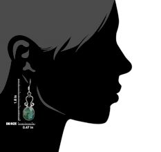 92.5 Sterling Silver Earrings Floral Oval Malachite Drop Earrings for Girls