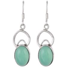 92.5 Sterling Silver Earrings Oval Chalcedony Modern Everyday Wear Earrings