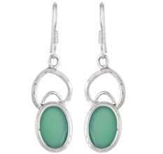 92.5 Sterling Silver Earrings Oval Chalcedony Modern Everyday Wear Earrings