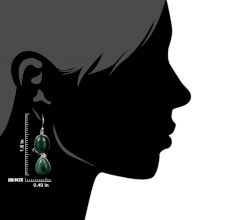 92.5 sterling silver Earrings Twin Green Malachite Earrings