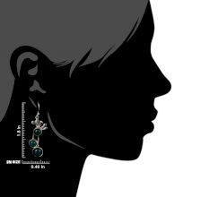 92.5 Sterling Silver Earrings Green Onyx Top Floral Fancy Earrings
