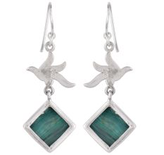 92.5 Sterling Silver Earings New Dessign Malachite Floral Fancy Earrings