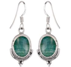 92.5 Sterling Silver Earings Amazonite Round Drop Fancy Earrings