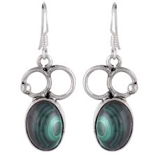 92.5 Sterling Silver Earings and Crafted Malachite Earrings