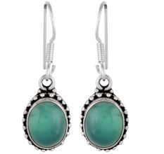 92.5 Sterling Silver Earings Topaz And  Malachite Earrings