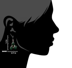 92.5 Sterling Silver Earings Three Studded  Malachite Earrings