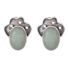 92.5 Sterling Silver Earrings Eventurine Designer Single Drop Earrings