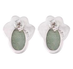 92.5 Sterling Silver Earrings Eventurine Designer Single Drop Earrings