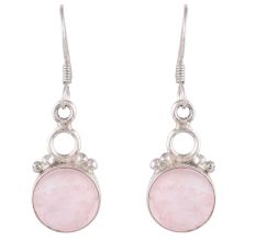 92.5 Sterling Silver EarringsNatural Pink Crystal Rose Quartz