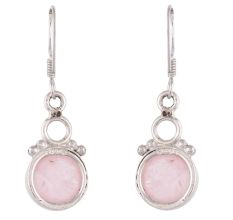 92.5 Sterling Silver EarringsNatural Pink Crystal Rose Quartz