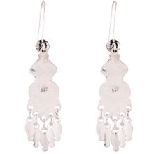 92.5 Sterling Silver Earrings  Pink Rose Quartz Chandelier Earrings
