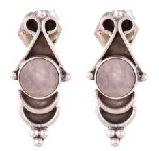 92.5 Sterling Silver Earring Drop Rose Quartz Stud Earrings