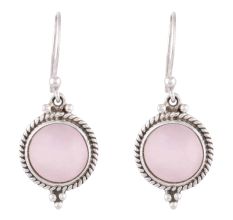 92.5 Sterling Silver Earrings Starry Rosy Quartz Hook Earrings