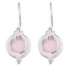92.5 Sterling Silver Earrings Starry Rosy Quartz Hook Earrings