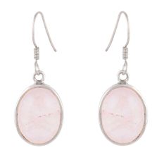 92.5 Sterling Silver Earrings Rose Quartz Teardrop Hanging Earrings