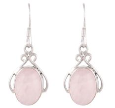 92.5 Sterling Silver Earrings  Rosy Quartz Hook Earrings