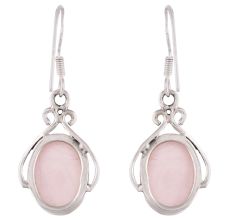 92.5 Sterling Silver Earrings  Rosy Quartz Hook Earrings