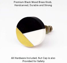 Black Wood Brass Resin Round Dresser knob