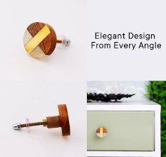 Ivory Brass And Natural Wood Dresser Knob