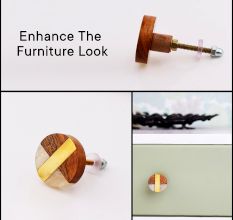 Ivory Brass And Natural Wood Dresser Knob