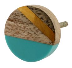 Round Wooden And Resin Cabinet Knob