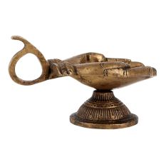 Brass Oil Lamp Two Hands Holding  Oil Lamp With Handle