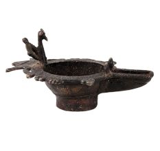 Brass Peacock Oil Lamp Diwali Worship Diya