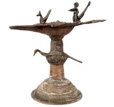 Brass Oil Lamp Diya DeepakÂ With Peacock Figurines