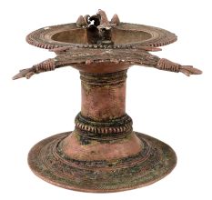 Brass Samai Oil Lamp Dhokra Tribal Oil Lamp With Peacock