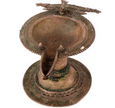 Brass Samai Oil Lamp Dhokra Tribal Oil Lamp With Peacock