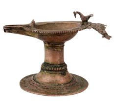Brass Samai Oil Lamp Dhokra Tribal Oil Lamp With Peacock